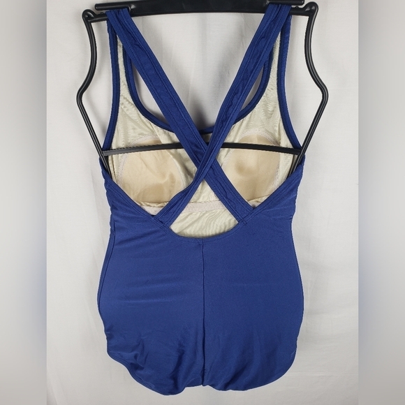 Speedo Blue One Piece Swimsuit w/CrissCross Back Sz 8 - Picture 7 of 10